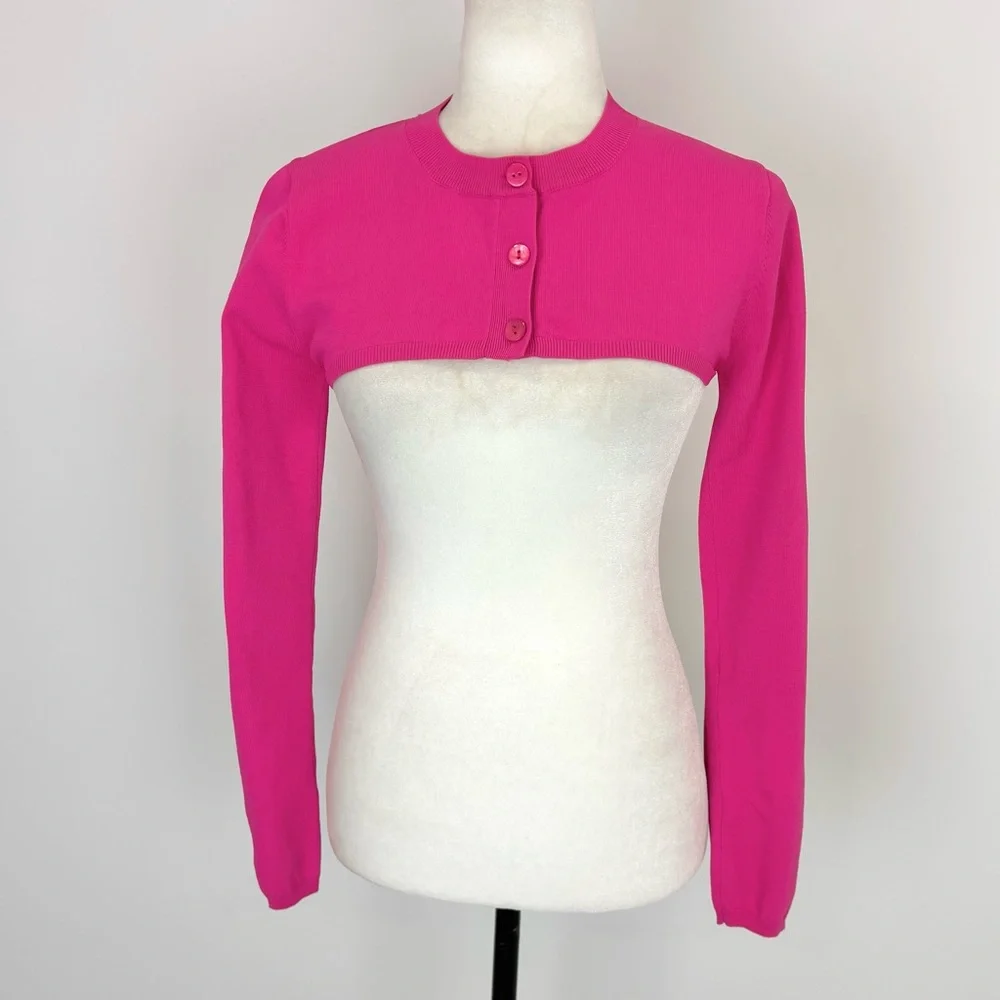 Zara pink cropped bolero cardigan - Picture 2 of 6
